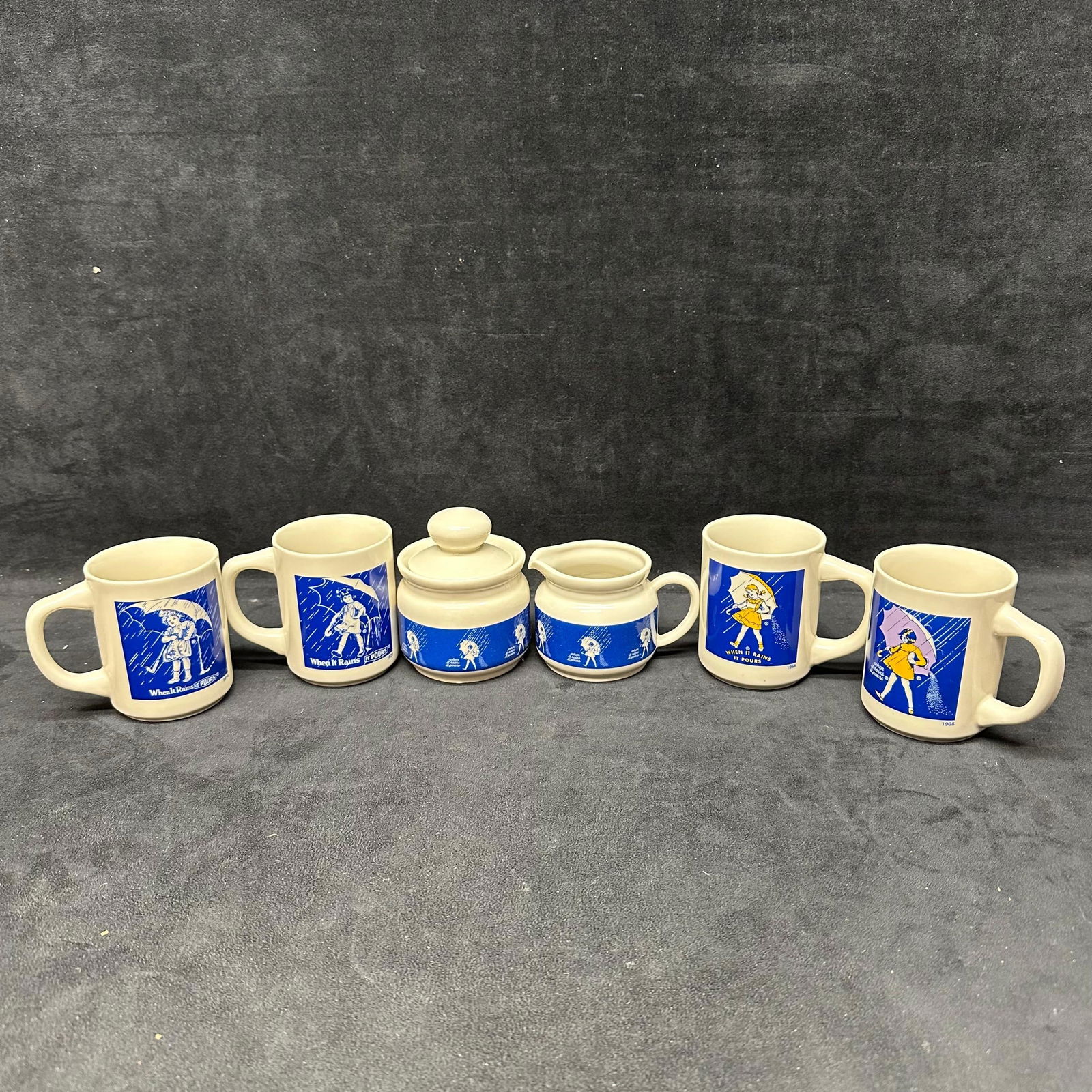Morton Salt When It Rains It Pours Mug Creamer Stoneware Set Six (1 of 7)