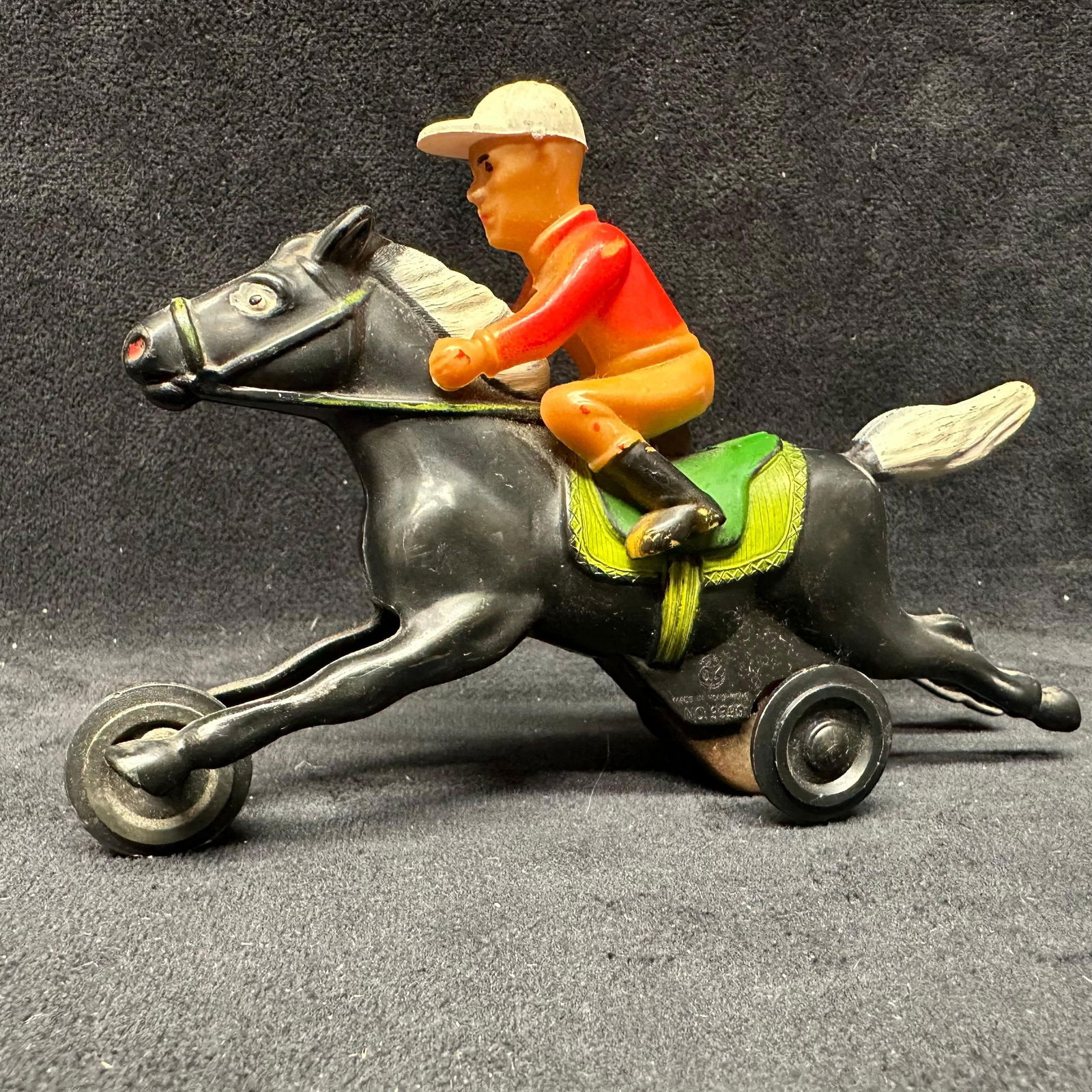 Vintage Horse and Jockey Rolling Toy Figure with Wheels (1 of 6)