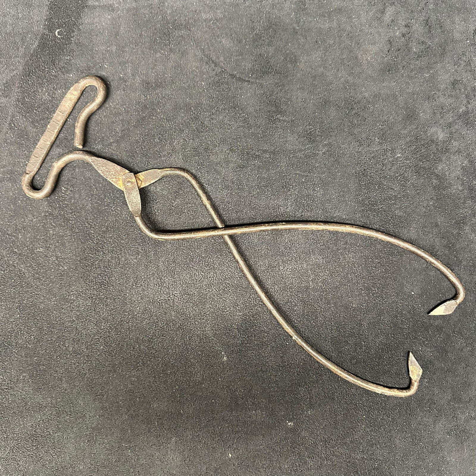 Antique Forged Iron Blacksmith Tongs with T-Handle (1 of 9)