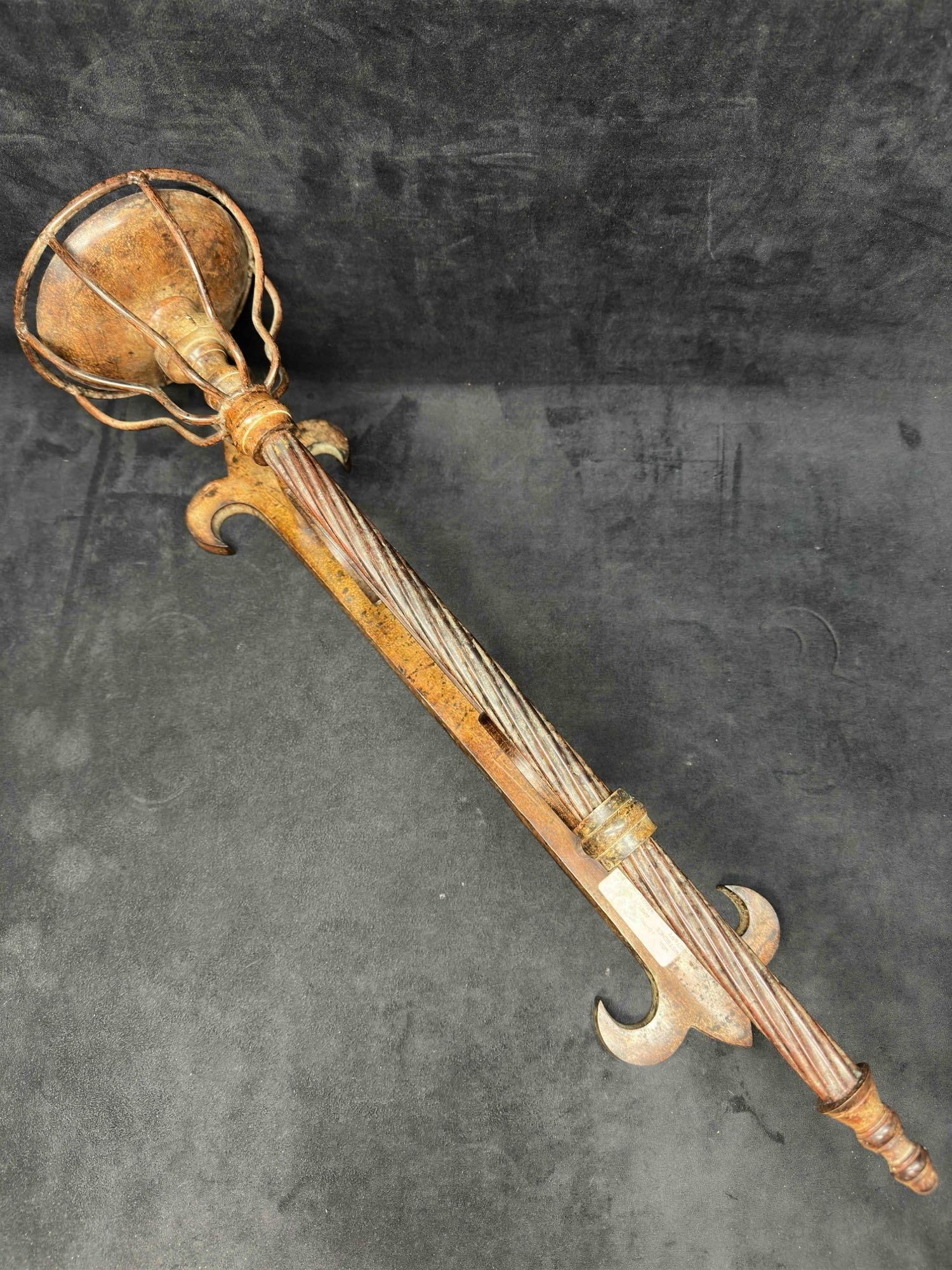 Brown Amber Twisted Spiral Metal Candle Holder Decor: Brown Amber Twisted Spiral Metal Candle Holder Decor. Amber brown colored twisted metal column candle holder. This item is in good pre-owned, previously displayed condition with light wear, and