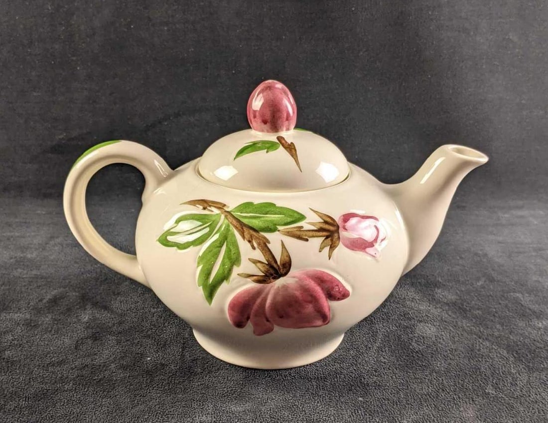White Teapot with Floral Design Ceramic Teapot (1 of 11)