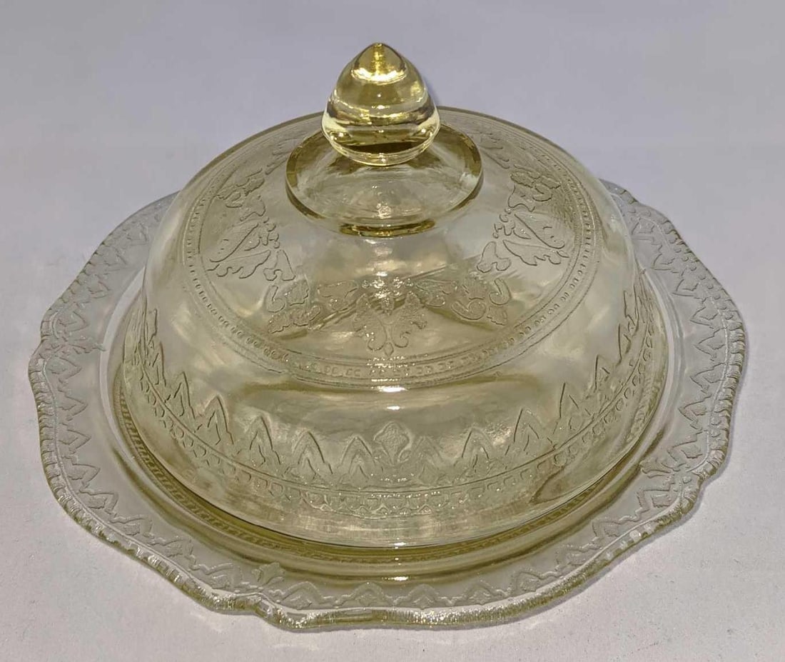 Vintage Federal Glass Patrician Amber Round Butter Plate With Dish (1 of 7)