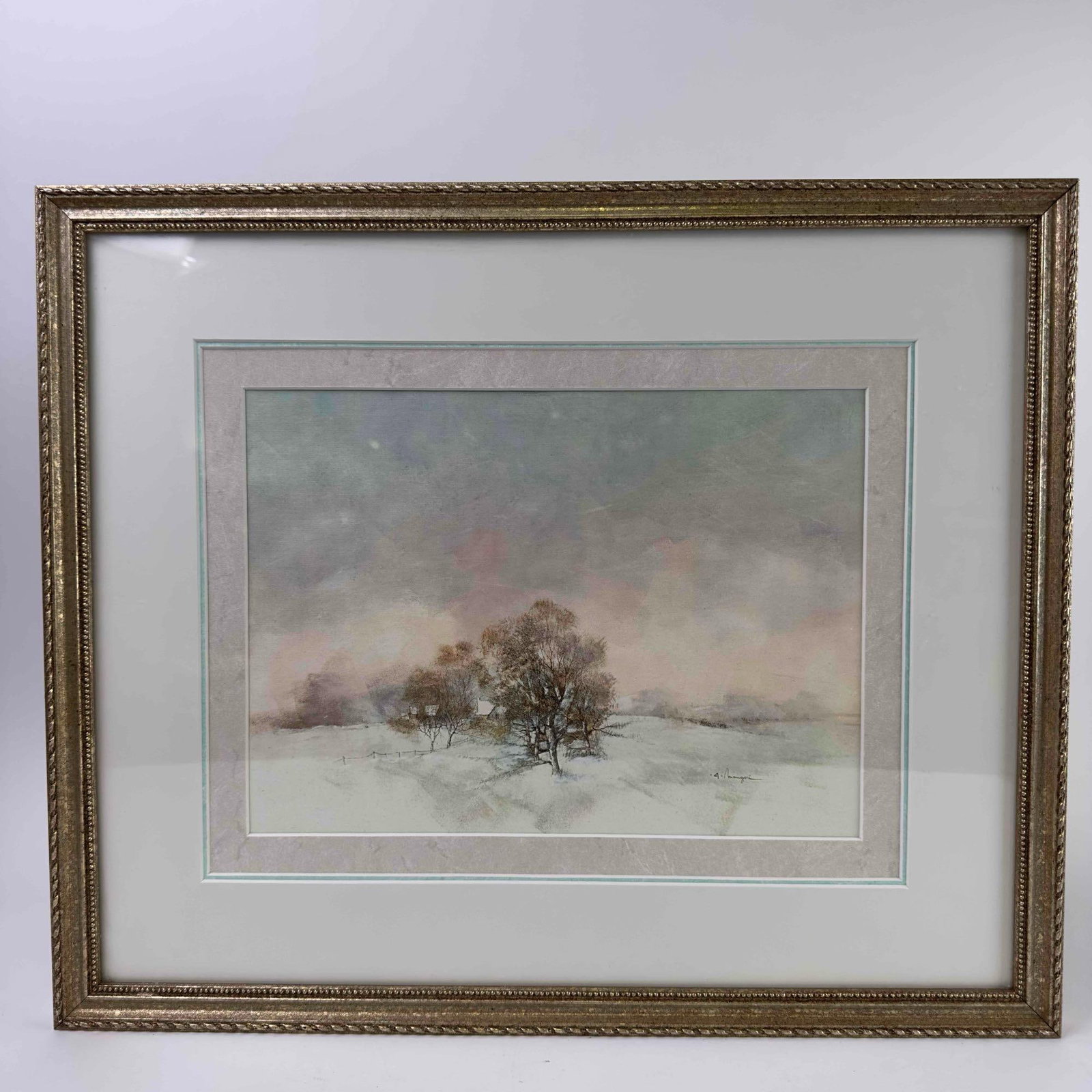 Alferio Maugeri New Snow Tree Scenery Lithograph Framed (1 of 14)
