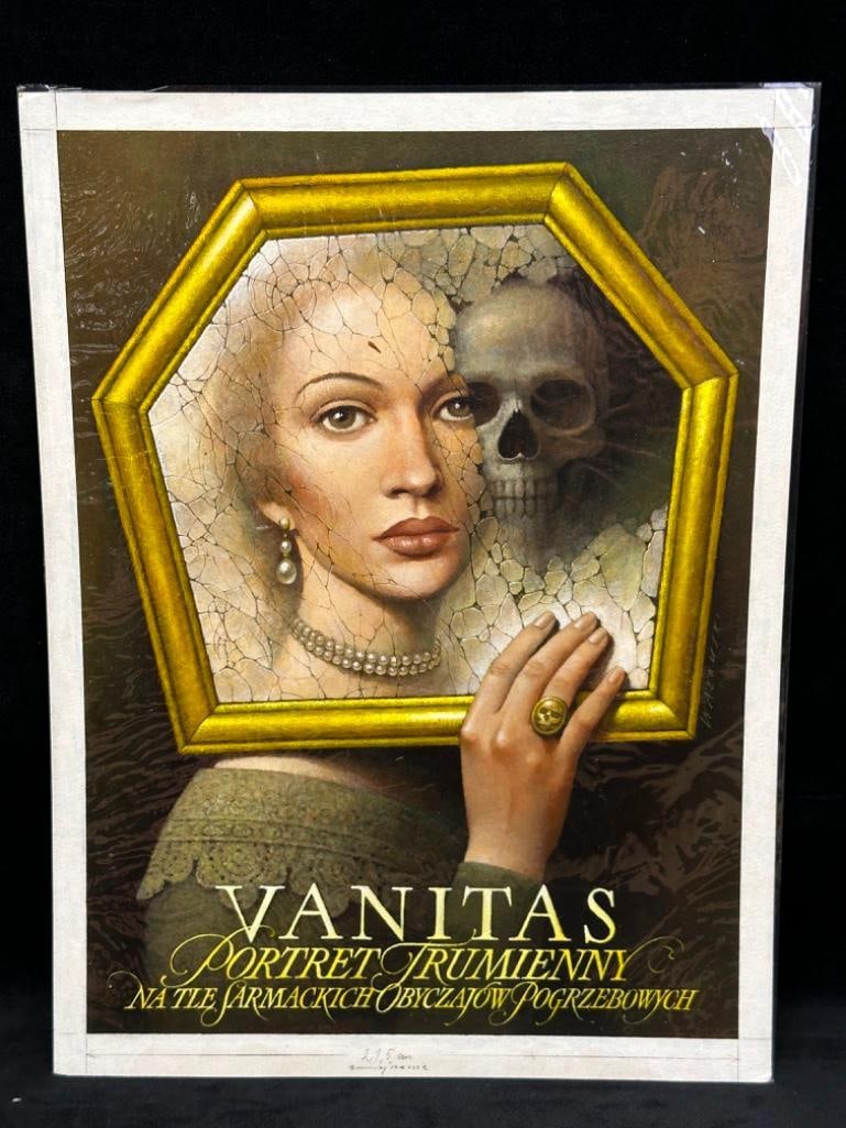 Vanitas Exhibit Poster Original Painting Wa?kuski: Vanitas Exhibit Poster Original Painting Wa?kuski Original gouache on paper by painter Wies?aw Wa?kuski done for an exhibit on Vanitas portraits at the National Museum in Pozna?. Wies?aw Wa?kuski is