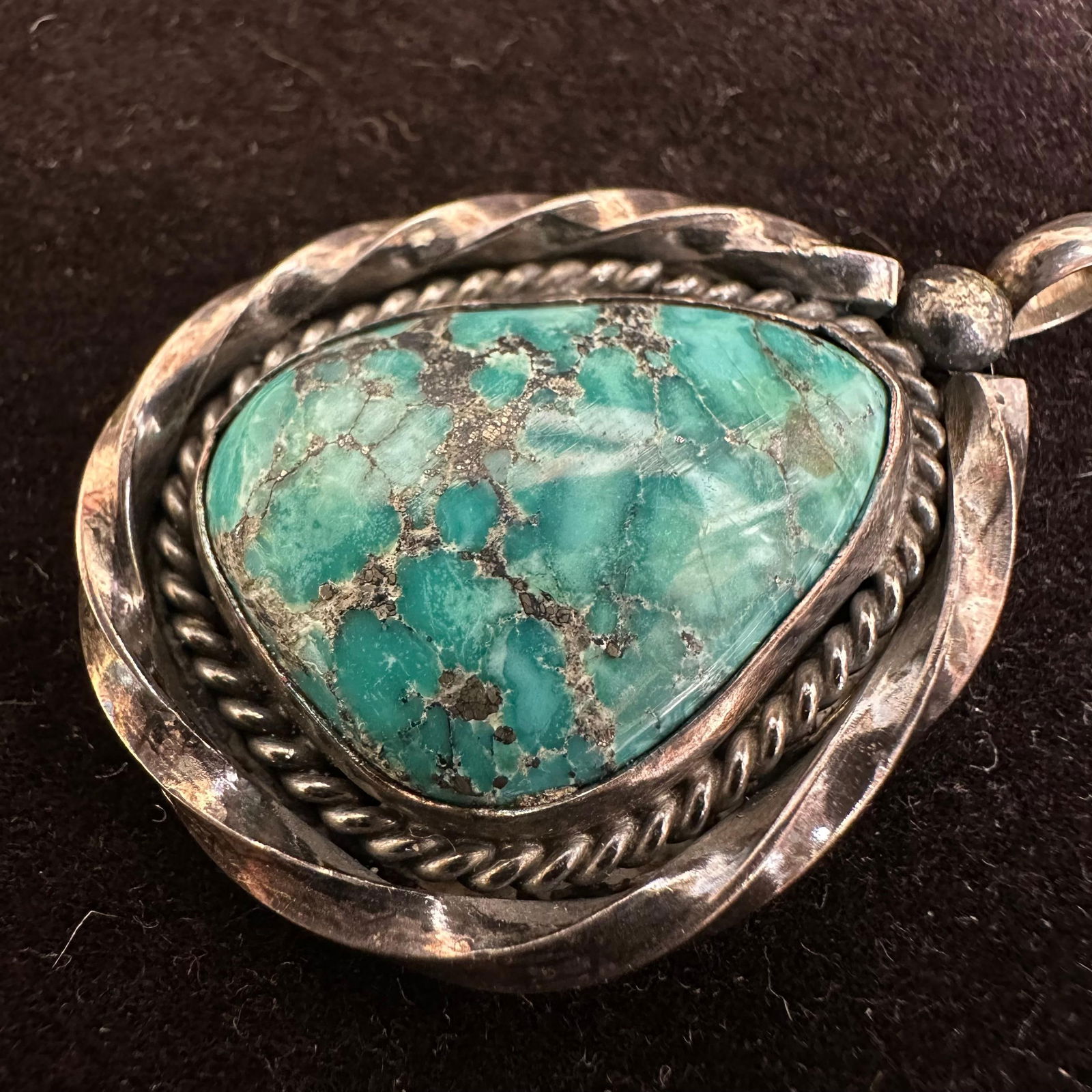 Turquoise Silver Southwestern Style Necklace Pendant: This item is in good pre-owned, previously used/displayed condition with noticeable light wear and surface scratches. Please reference all photos for full details. This piece of jewelry has been teste