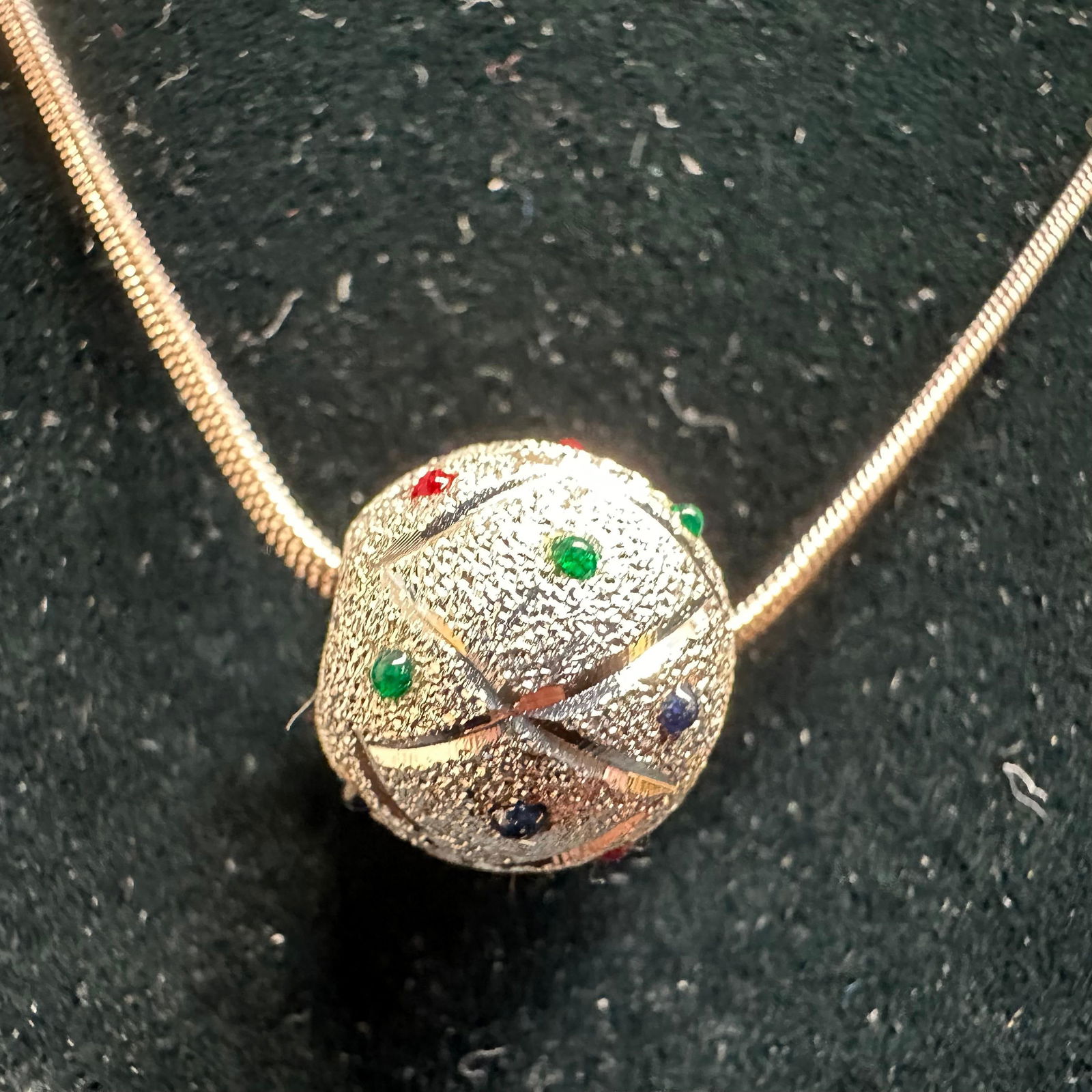 Sterling Silver Blue Red Green Enamel Dots Ball Necklace Italy N60 (1 of 10)