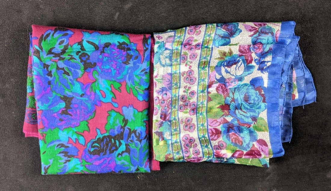 Vintage Berkshire Scarves Floral Scarves: Vintage Berkshire Scarves Floral Scarves This lot comes with two Berkshire scarves. One is polyester and the other is made from acrylic. These are in good condition with no known damage. both are