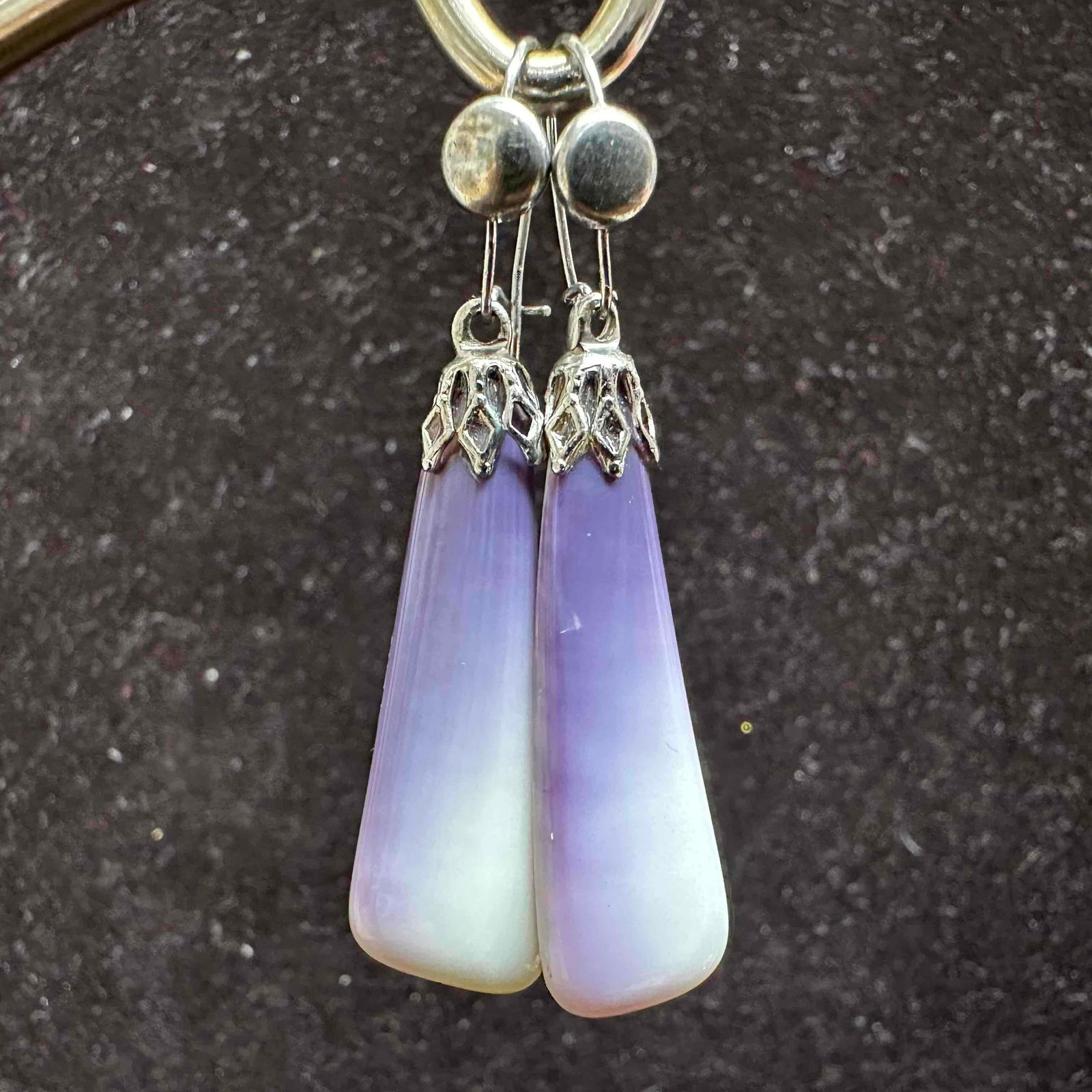 Natural Purple Shell Sterling Silver Dangle Drop Earrings I91 (1 of 6)