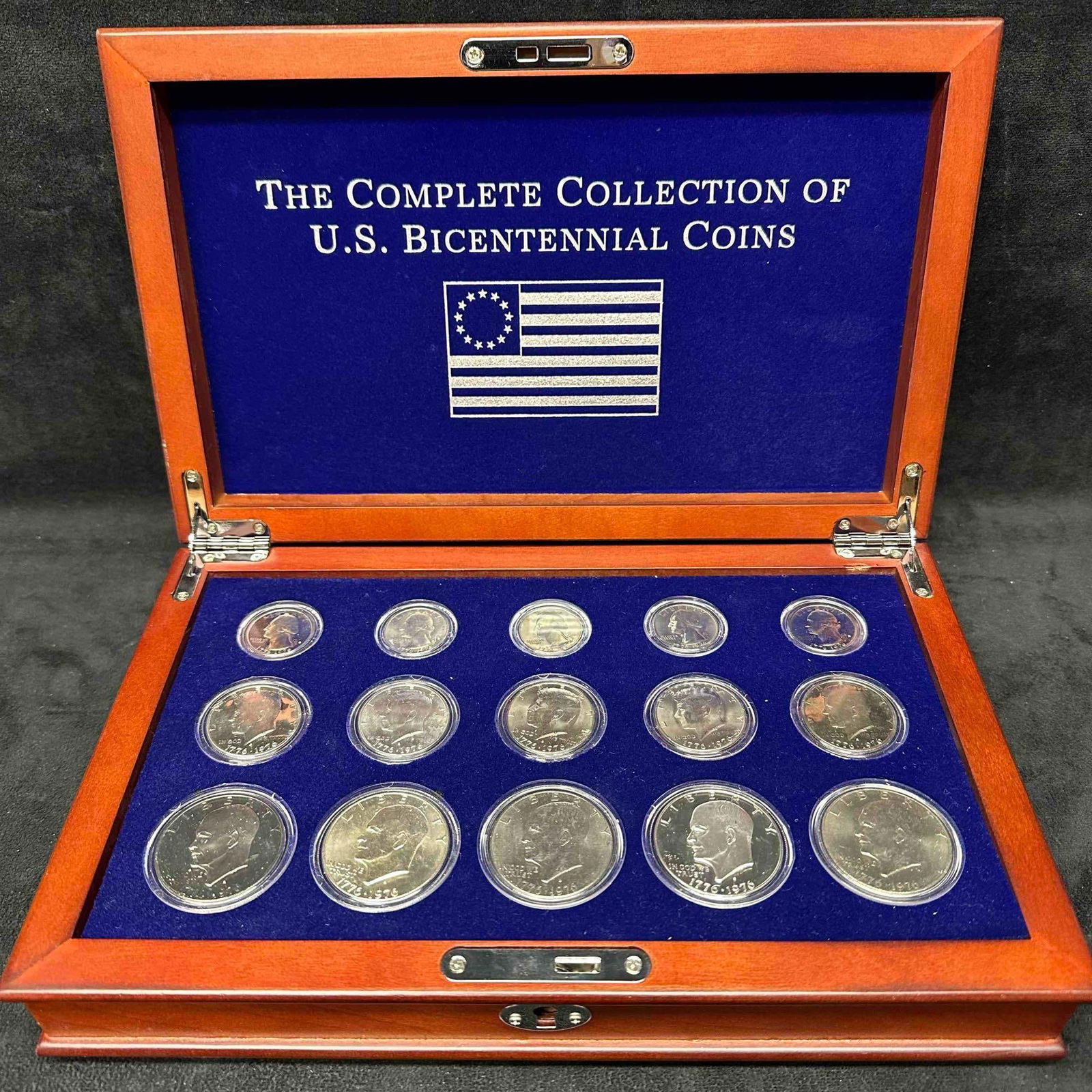 The Complete Collection of U.S. Bicentennial Coins with Wooden Case Silver Coin Set (1 of 8)
