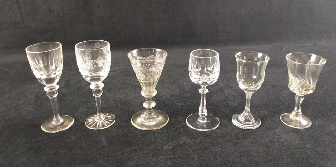 6 Assorted Crystal Glass Sippers Port Sherry Glassses A (1 of 7)