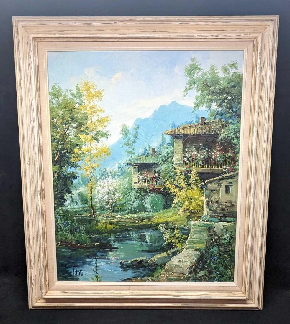 Framed Original Oil On Canvas J. Sosa Village Scene (1 of 8)