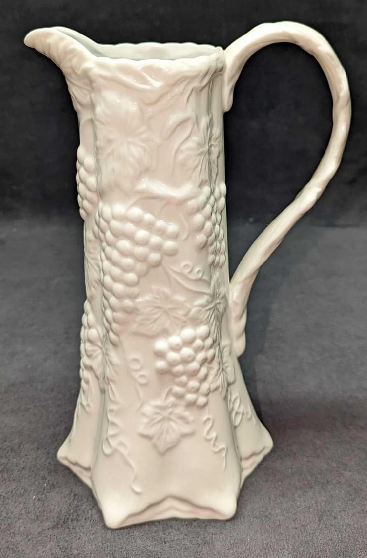 Basic Porcelana 10" White Pitcher With Embossed Grapes (1 of 6)