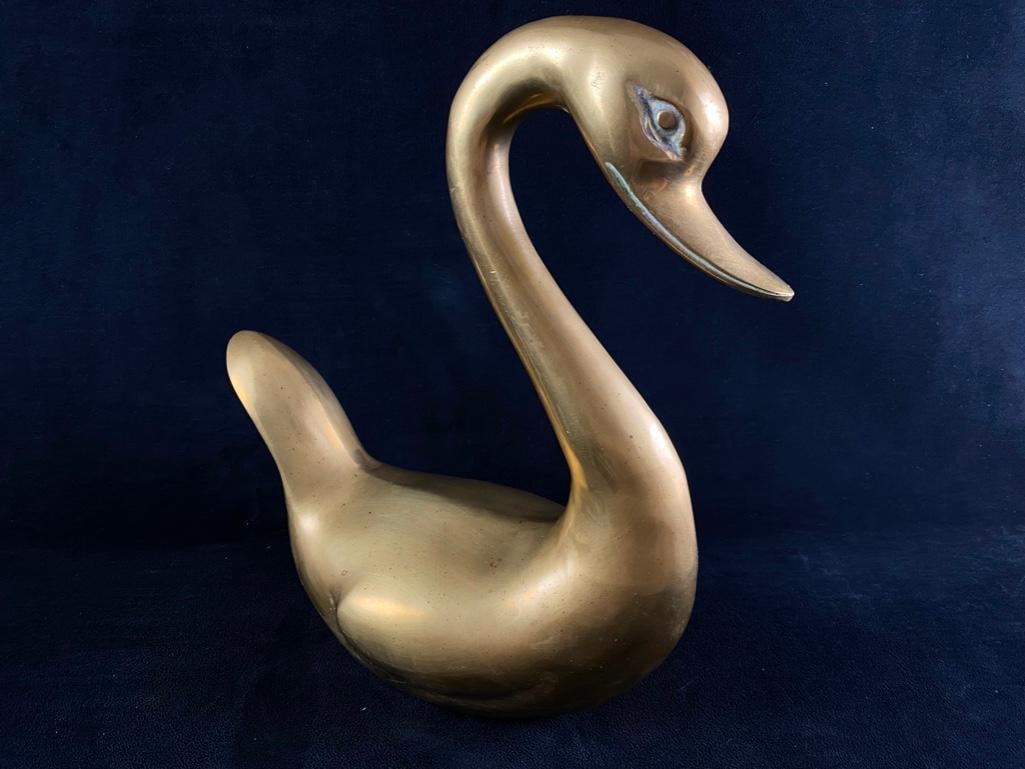 Brass Mid Century Goose or Swan Statue (1 of 6)