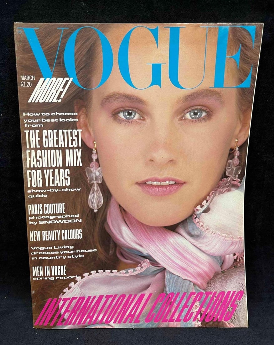 Vintage Vogue Magazine March 1982 Lisa Ryall: This lot contains Vintage Vogue Magazine March 1982 Lisa Ryall. It is approx 11 3/4" x 8 3/4" and it weighs about 1.8lbs. Overall the magazine is in good used condition with some minor shelf
