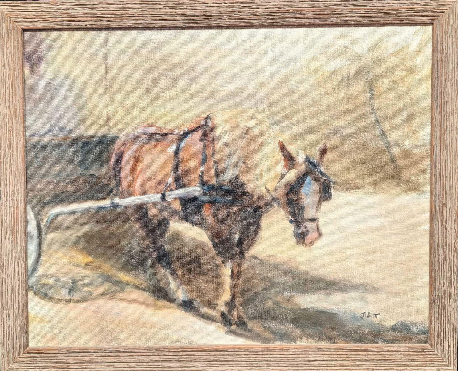 Jennifer West Horse Original Oil On Canvas Working: Jennifer West Horse Original Oil On Canvas Working. This is approx 22 1/4" x 1" x 18" and it weighs 1.80lb. There is some wear on the frame. Please see the images as they are part of the