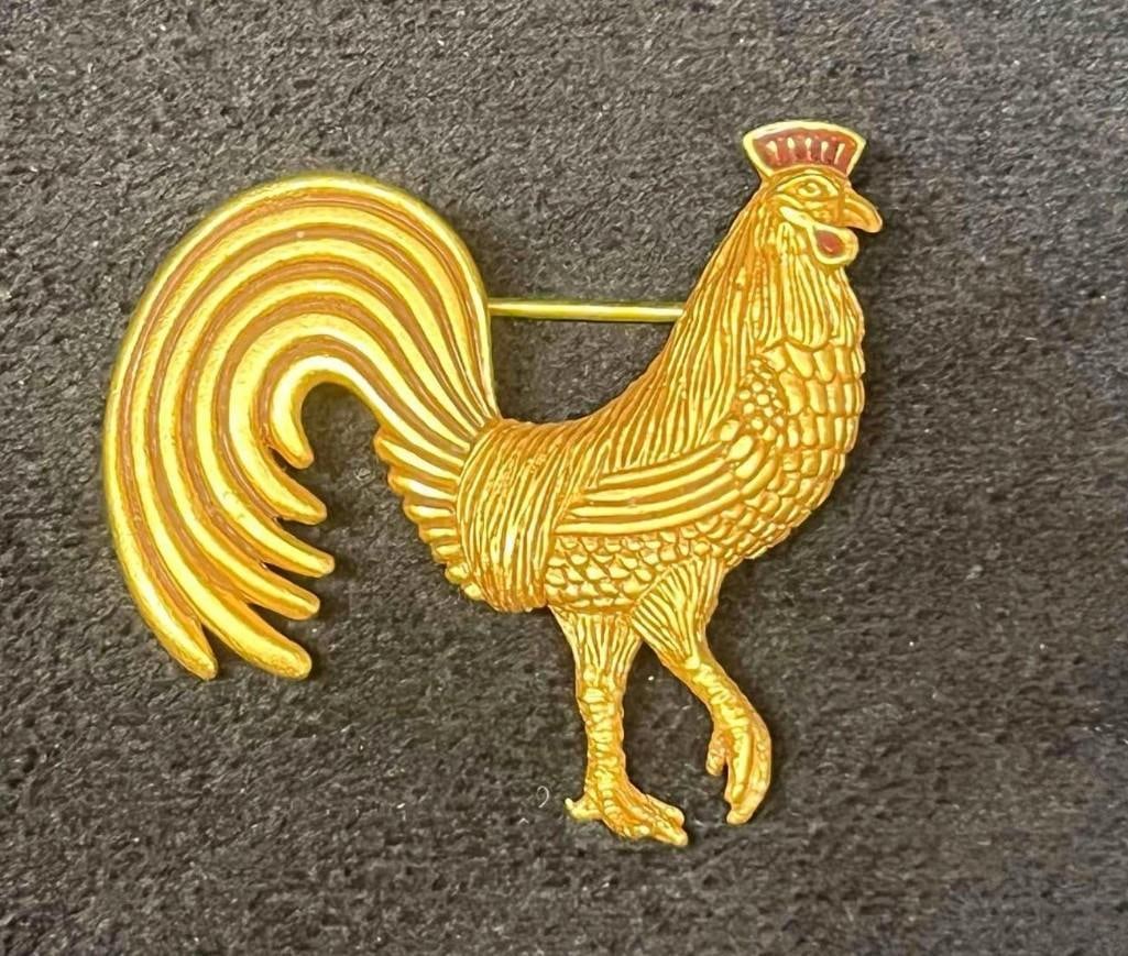 Vintage Rooster Brooch Pin By Museum of American Folk Art 1994 Made In USA (1 of 9)