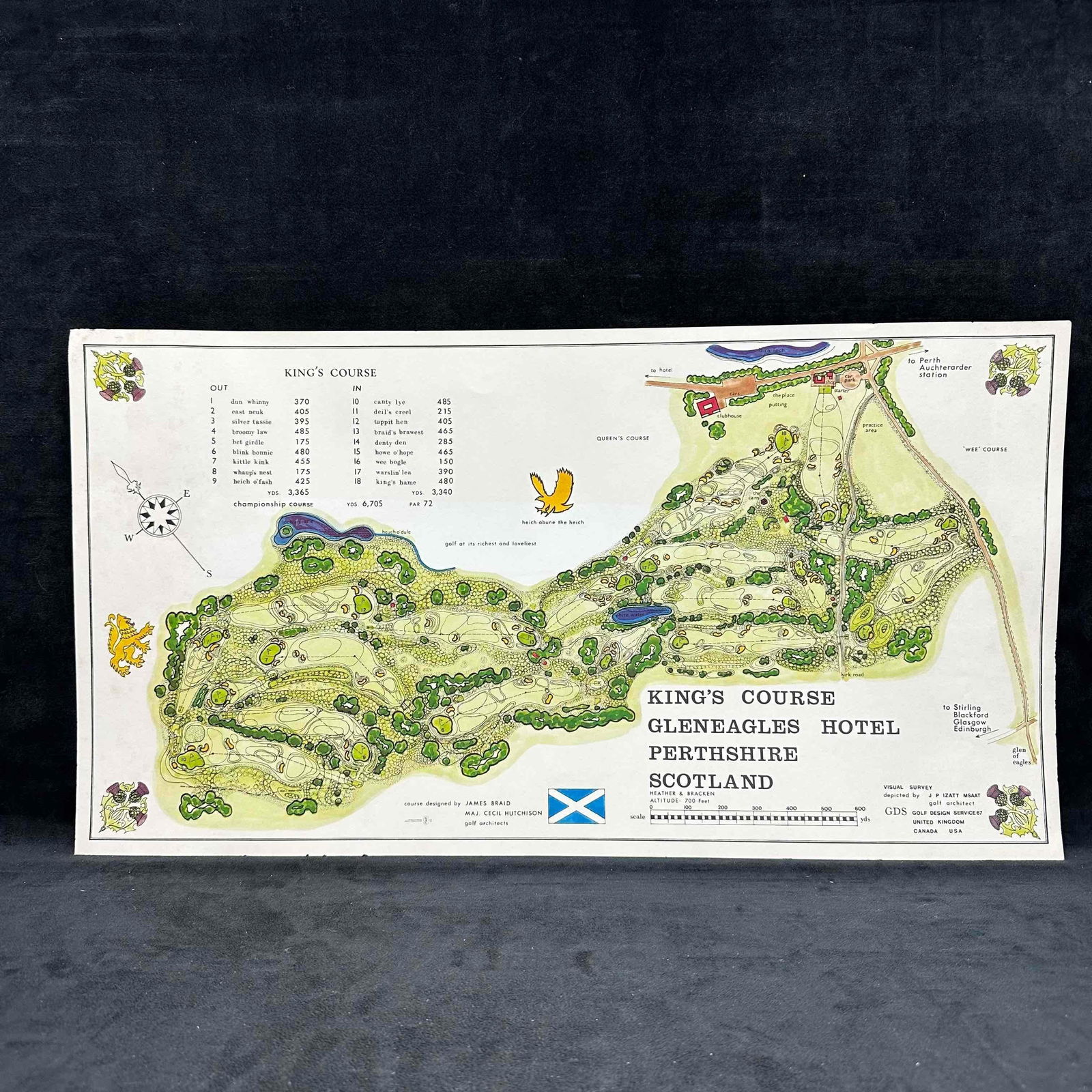 King’s Course Gleneagles Hotel Golf Course Map Perthshire Scotland James Paterson Izatt Print (1 of 7)