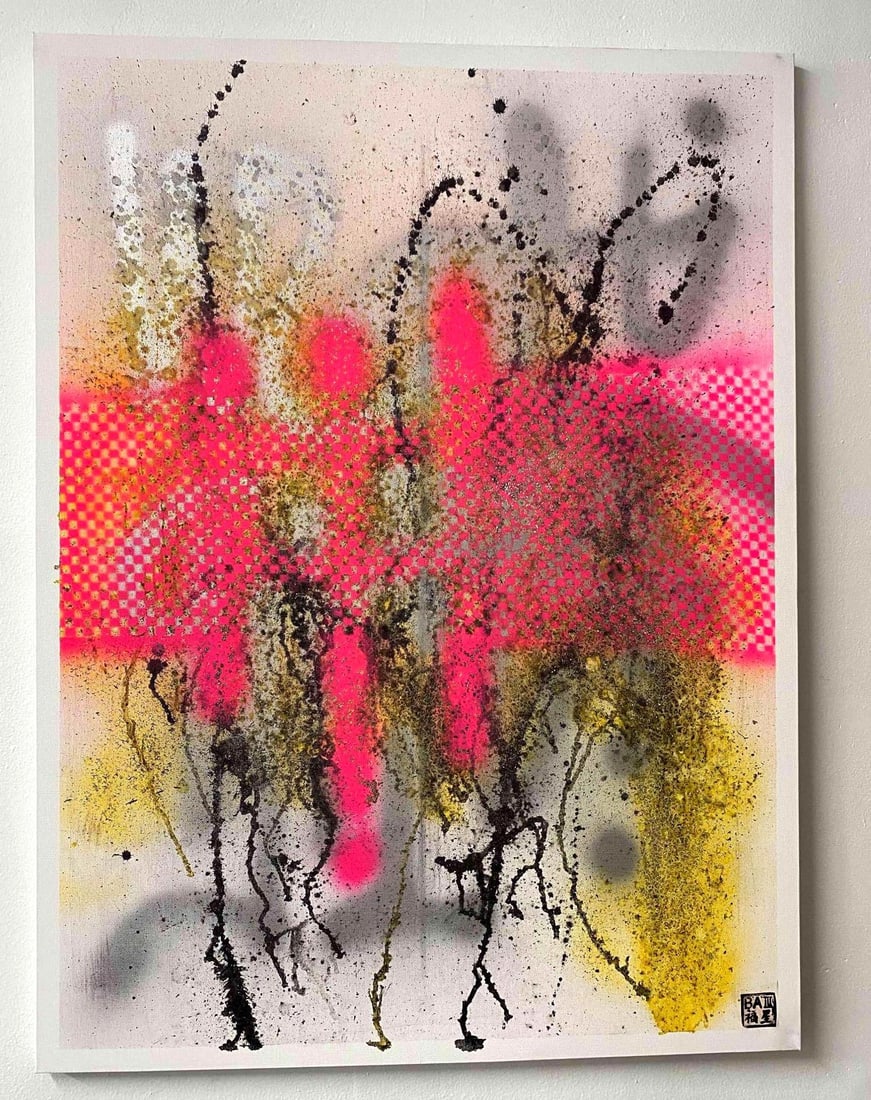 Signed Original Abstract Mixed Media Painting On Canvas "Smashing Easter Eggs" By BA3 (1 of 5)