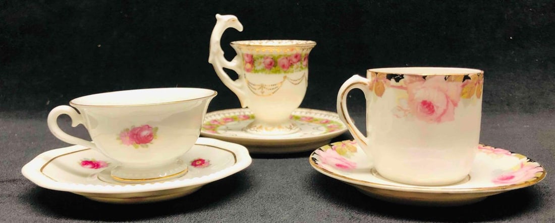 3 Marked Teacups & Saucers, Royal Vienna, CT Altwasser Silesia Germany, & Rosenthal Bavaria (1 of 15)