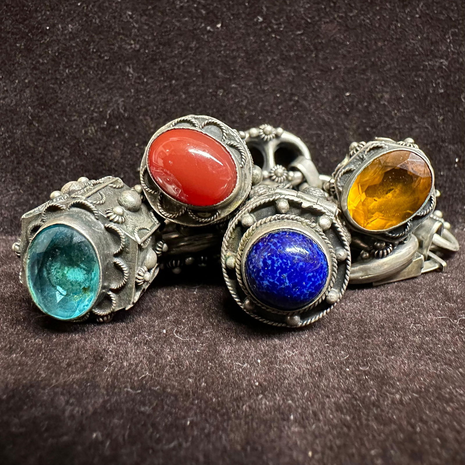 Etruscan Revival Style 800 Silver Ornate Fob Charm Bracelet L81 (1 of 12)