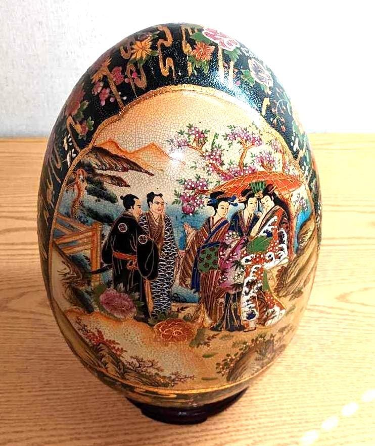 Royal Satsuma Hand Painted Earthenware Egg (1 of 10)