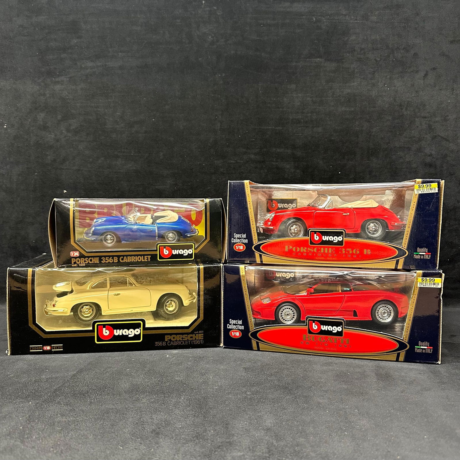 Group of Four Bburago 1:18 and 1:24 Diecast Cars Porsche and Bugatti (1 of 9)