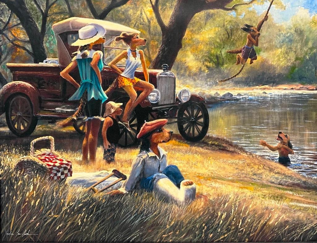 S&N Ivan Clarke "Summer's End" Framed Giclée: S&N Ivan Clarke "Summer's End" Framed Giclée Signed and numbered giclee on canvas print of Summer's End by Ivan Clarke. Comes in framed with the COA. This piece comes from Clarke