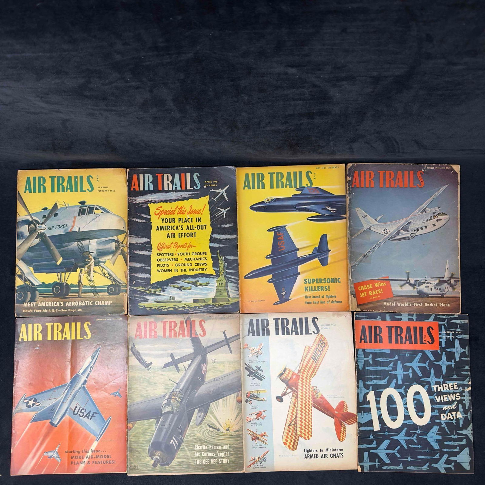 Air Trails Aviation Plane Magazine 1951 Lot of 8 Eight Magazines Collection Set (1 of 6)