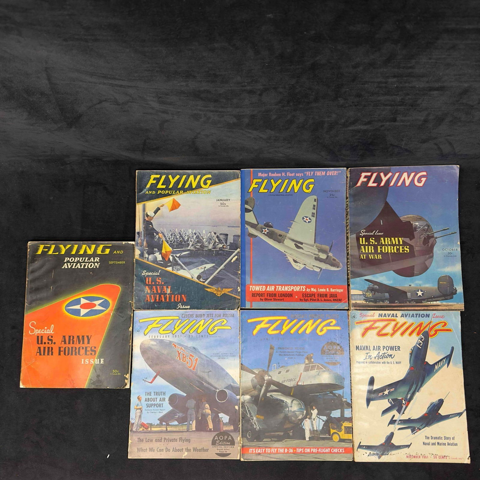 Flying Popular Aviation Magazine 1941 1942 1943 1951 Lot of 7 Seven Magazines Vintage Collection Set (1 of 8)