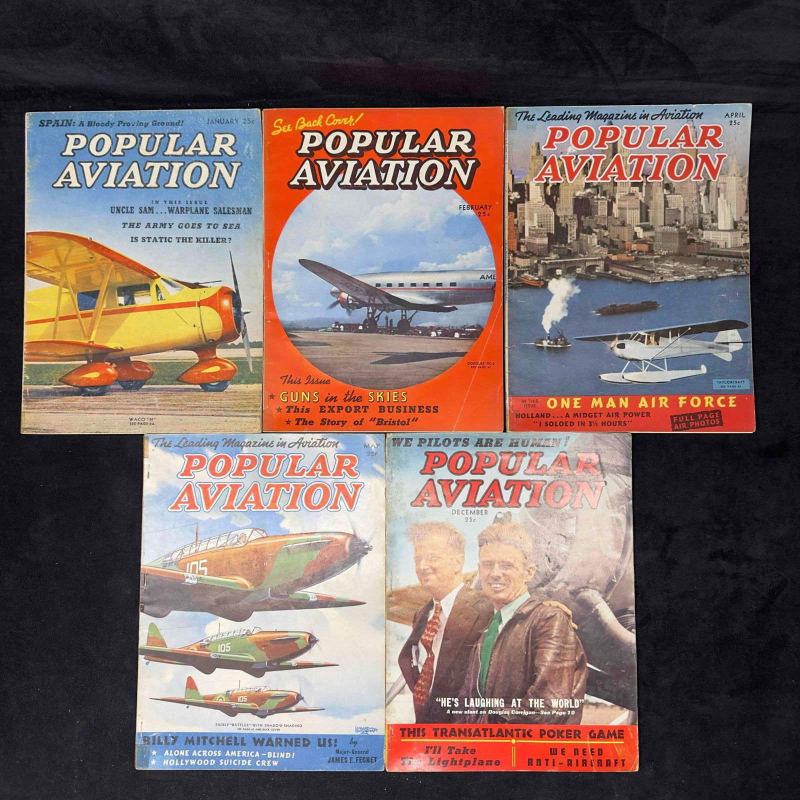 Flying and Popular Aviation Magazine 1938 Lot of 5 Five Magazines Collection Set (1 of 9)