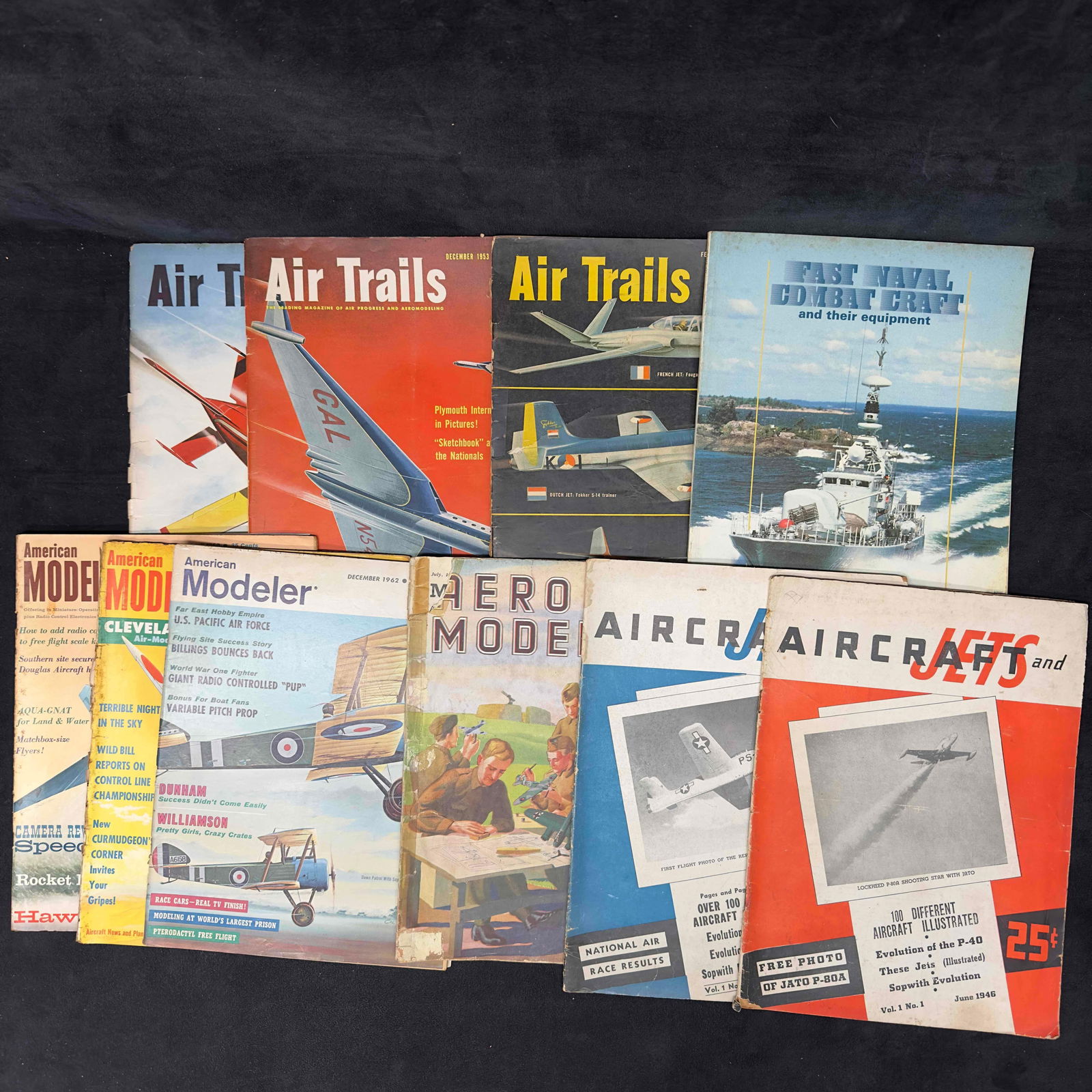 Aviation Airplane Model Flying Models Air Trails Magazine Lot of 10 Ten Magazines Collection Set (1 of 8)
