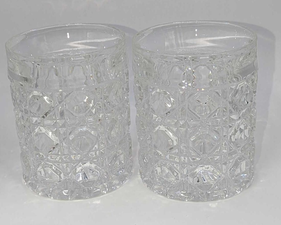 2 Vintage American Cut Double Old Fashioned Glasses B (1 of 8)