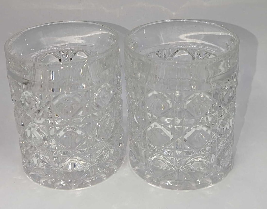 2 Vintage American Cut Double Old Fashioned Glasses C (1 of 8)
