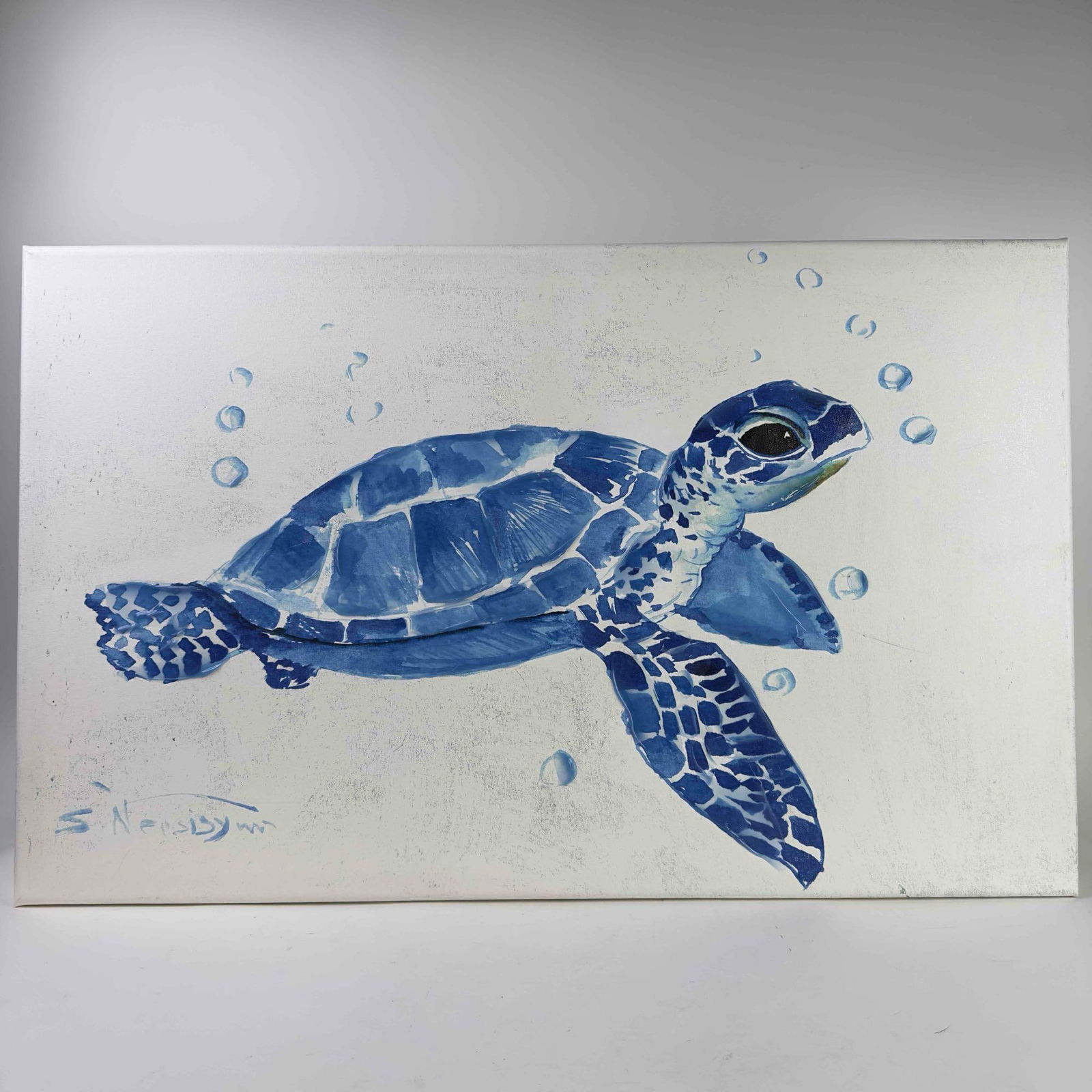 Blue Sea Turtle Suren Nersisyan Hand Embellished Giclee Wall Art Canvas (1 of 20)
