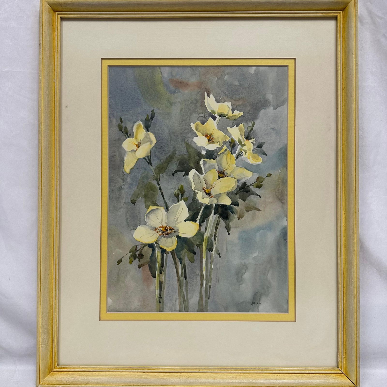Framed Watercolor Floral Painting Signed Marka (1 of 9)