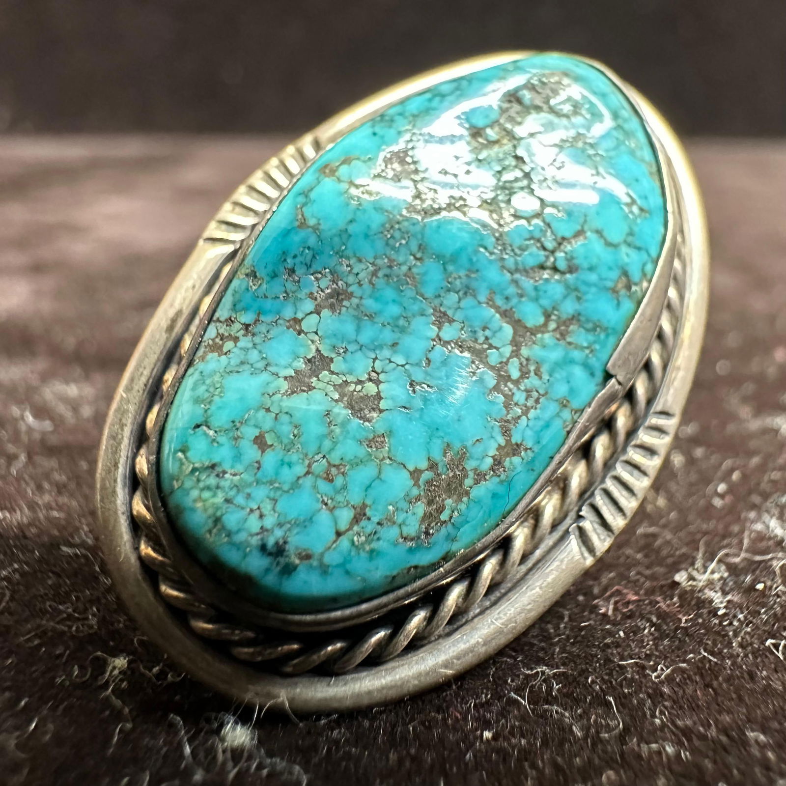 Native American Navajo Style GY Hallmark Silver Ring Turquoise Stone (1 of 6)
