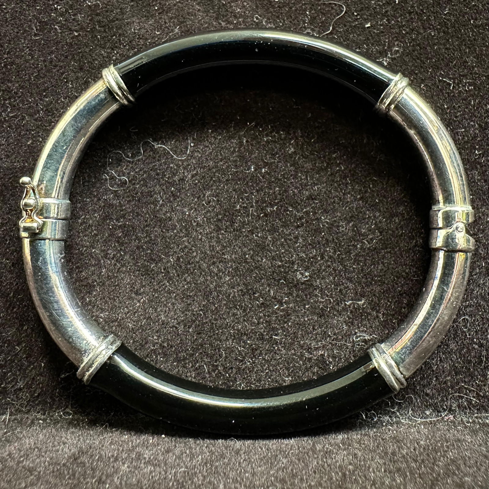 Milor Italy 925 Black Enamel Hinged Bangle Bracelet (1 of 6)