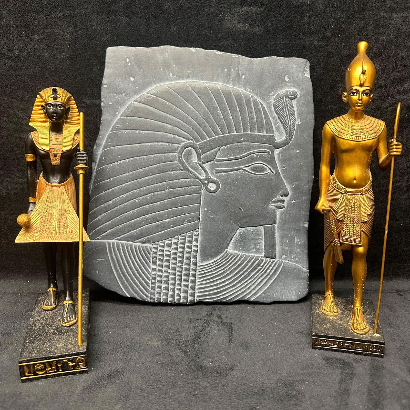 Three Egyptian Themed Decor Pieces Summit Collection Pharaoh Figures 1987 Facsimiles Relief Plaque (1 of 13)