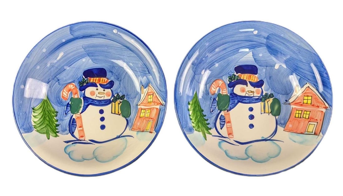 Two Emerald Station Casino Ceramic Snowman Bowls (1 of 6)
