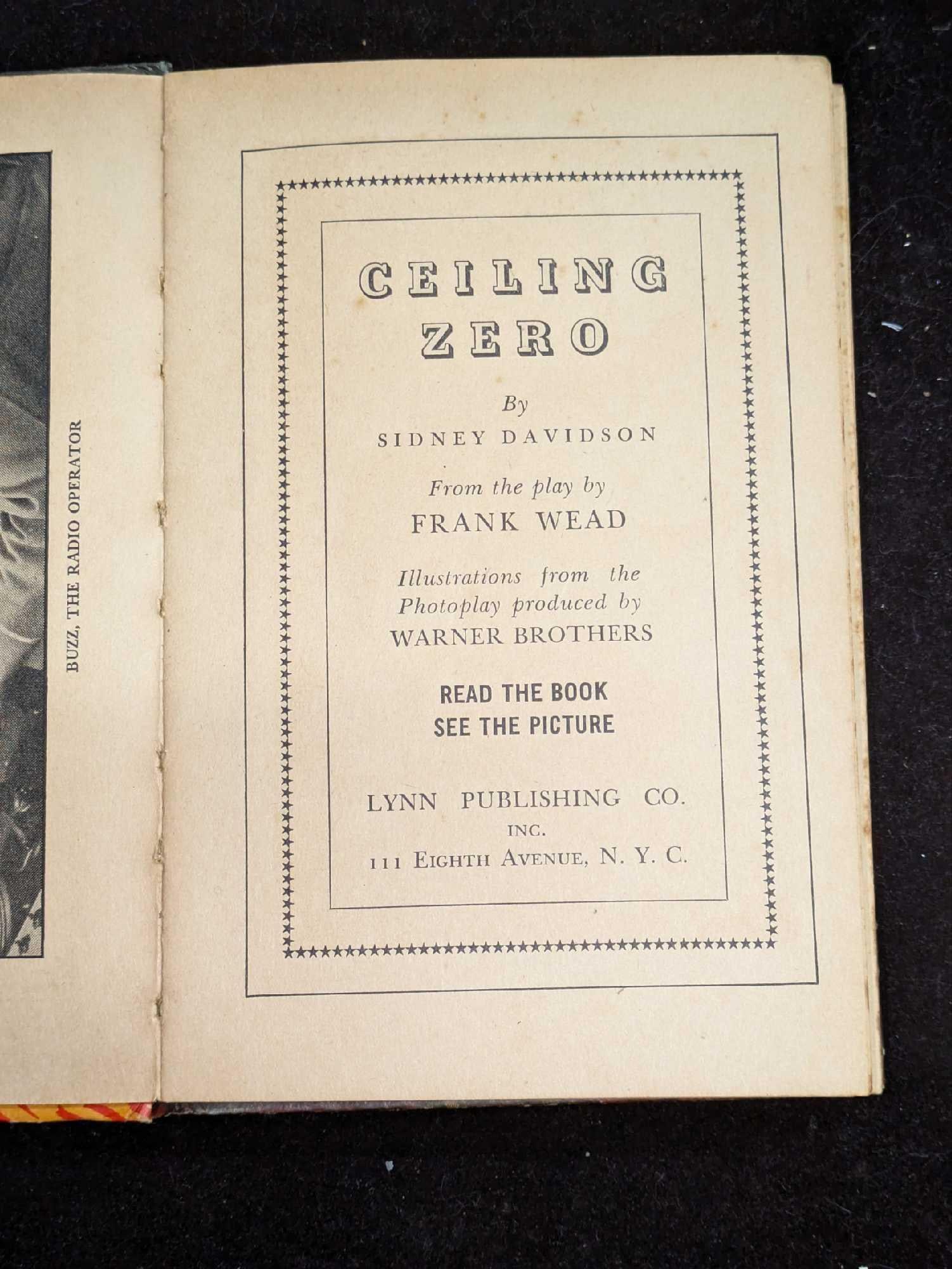 Ceiling Zero By Sidney Davidson Hardcover Book - 2