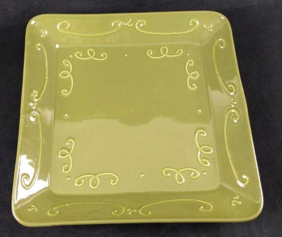 LG Ceramic Green Swirls Crate Barrel Serving Tray (1 of 8)