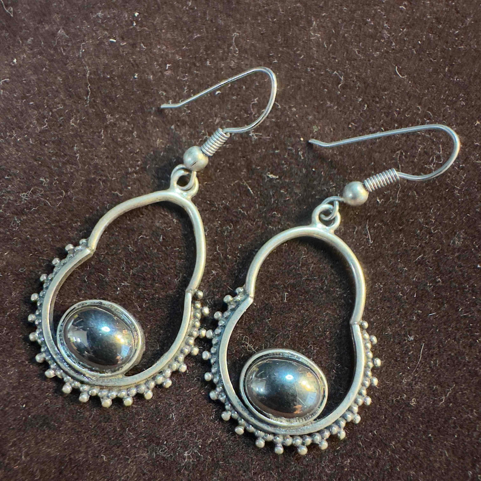 Sterling Silver 925 Cabochon Dangle Drop Earrings (1 of 6)