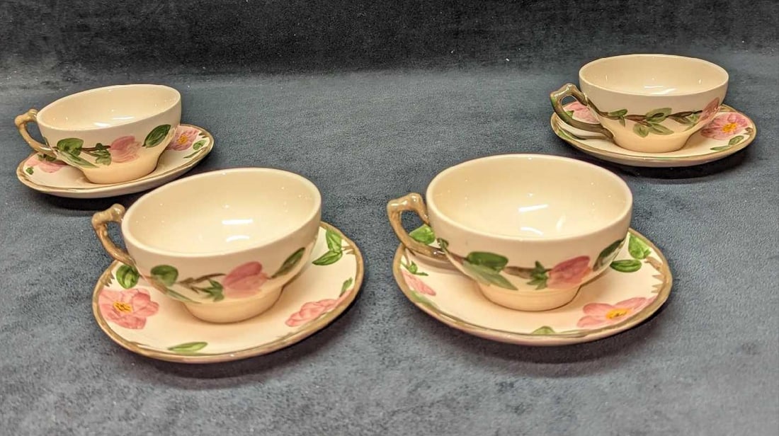 4 Retired Franciscan Desert Rose Flat Cup & Saucer Sets B (1 of 10)