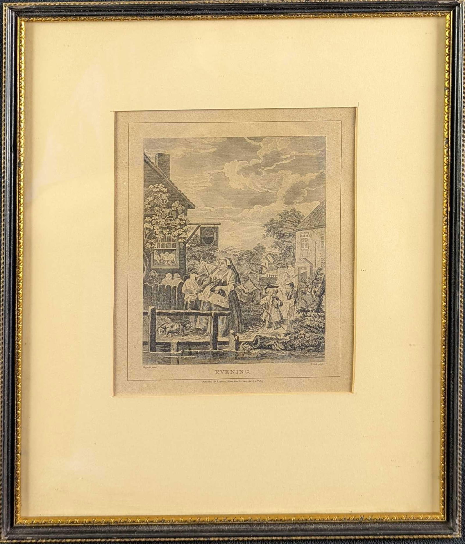 Framed Night Engraving By T. Cook After W. Hogarth (1 of 5)