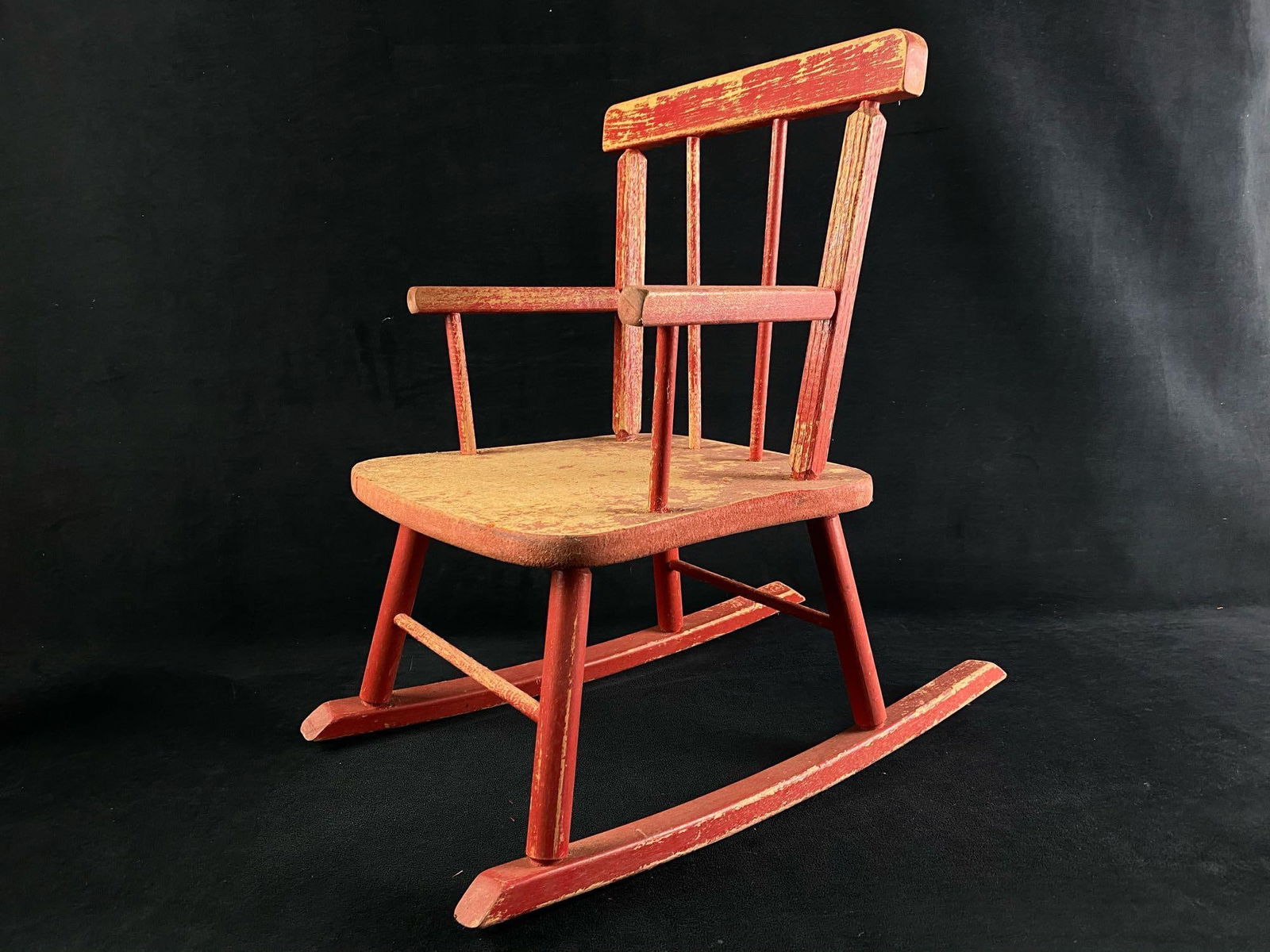 Vintage Red Toddler / Kids Wood Rocking Chair (1 of 5)