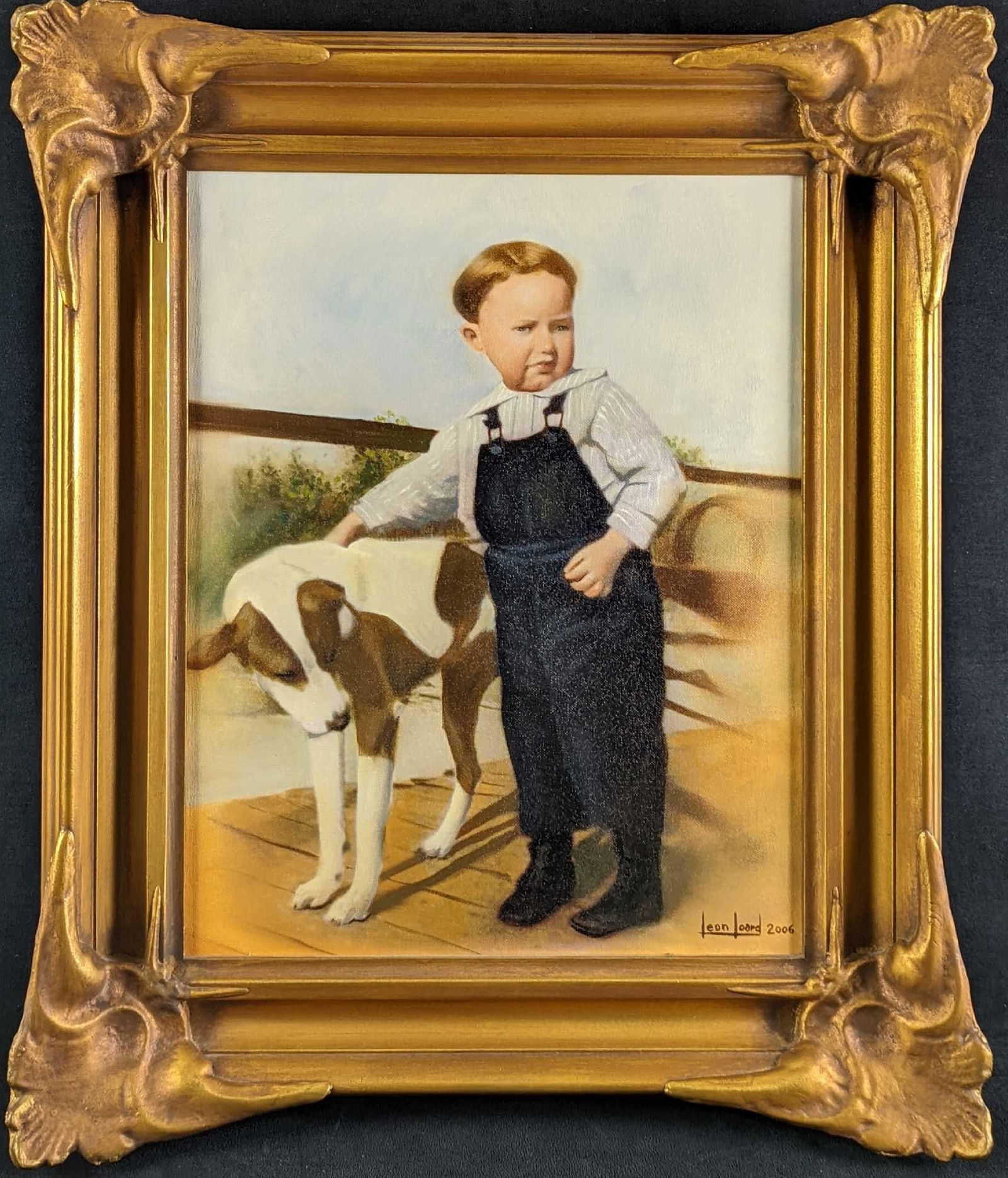 Framed Leon Loard Studio Painting Boy With Dog (1 of 6)