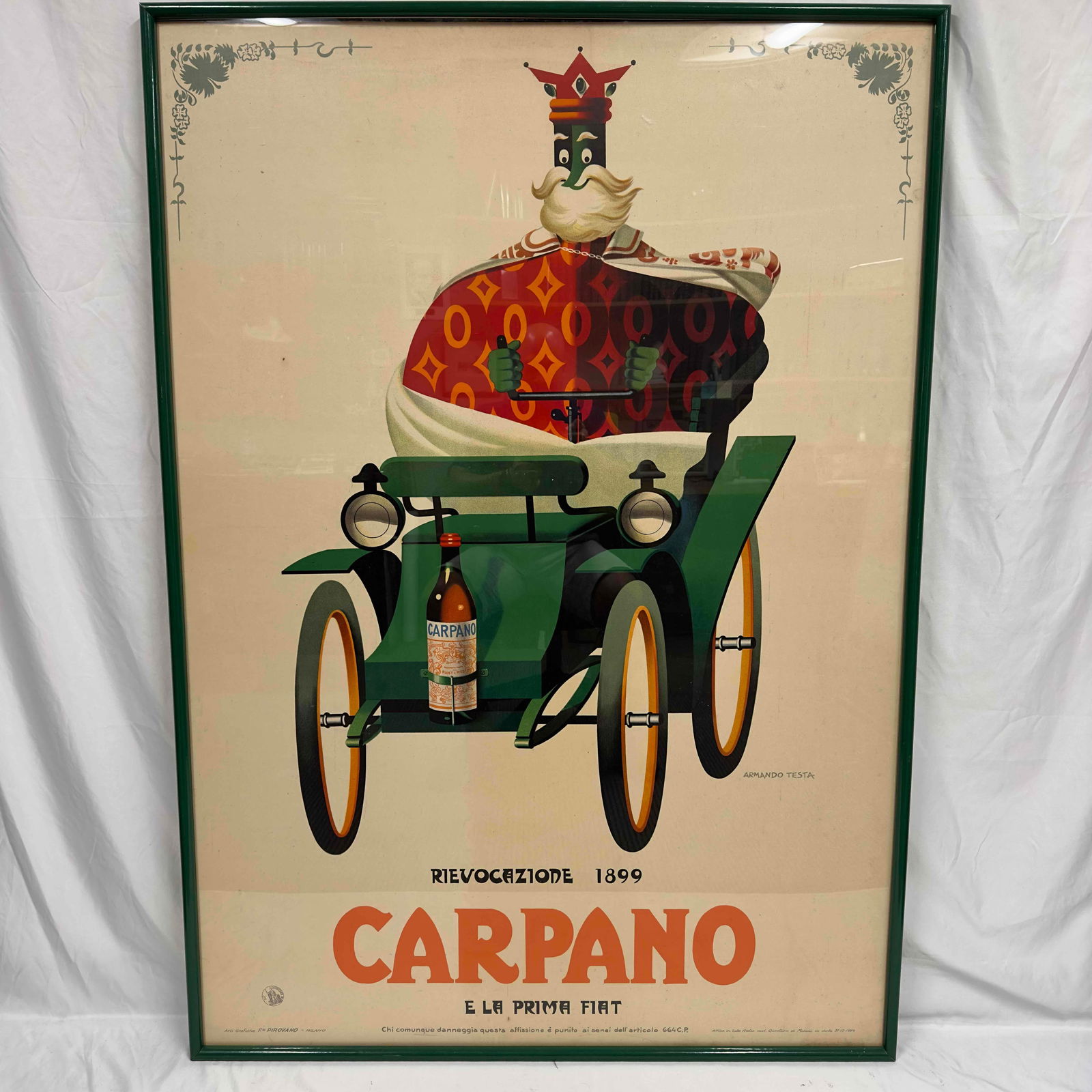 Original 1950's Italian Vermouth Carpano E La Prima Fiat Poster Armando Testa (1 of 15)