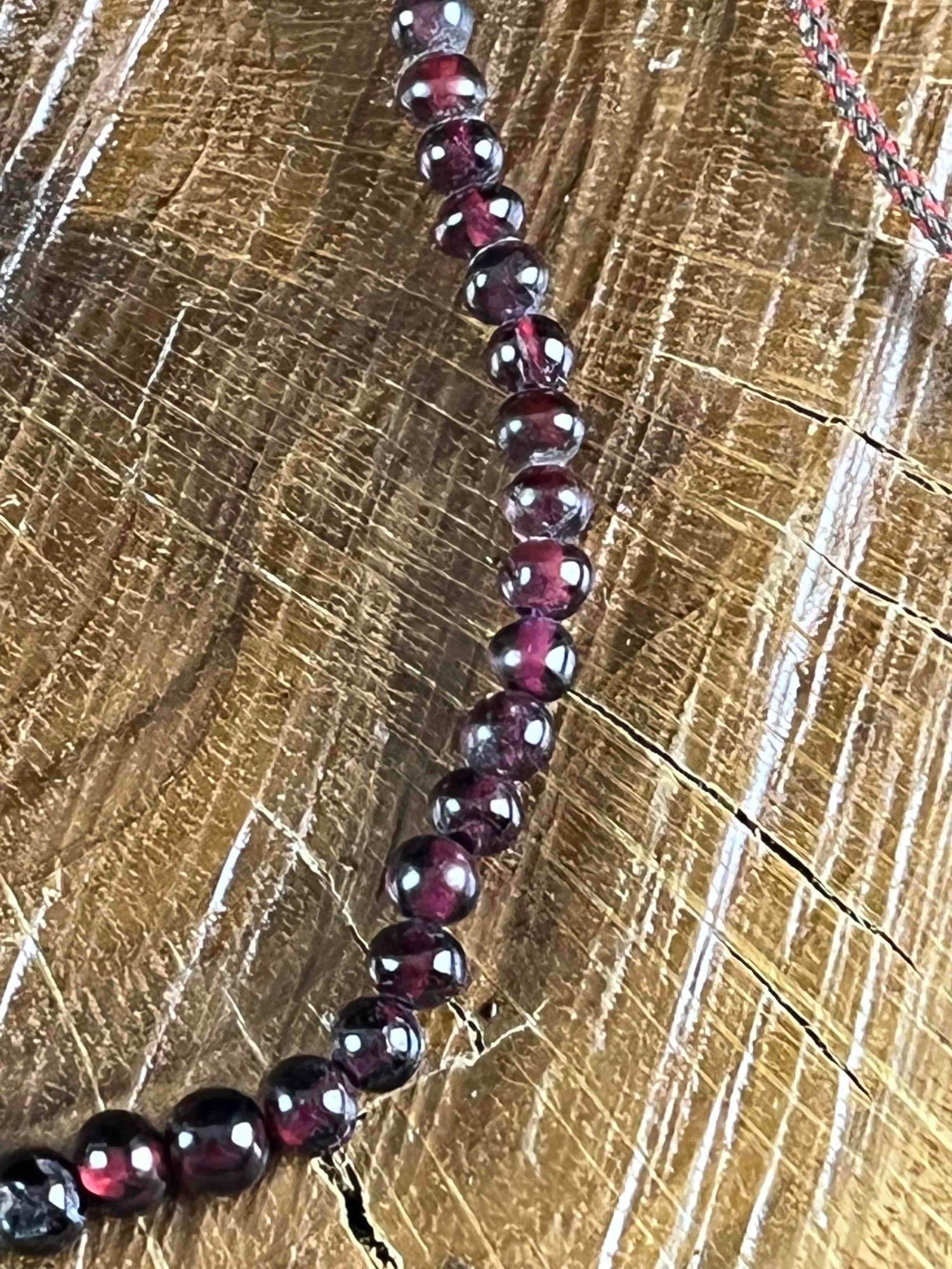 Red Natural Stone Necklace Vintage Polished Stone (1 of 6)