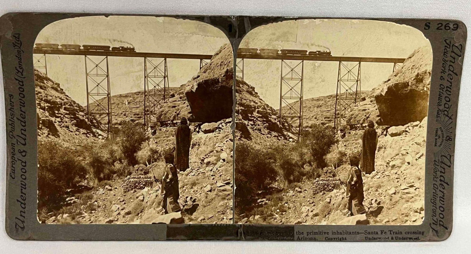 Vintage Santa Fe Train Stereoview European Publisher Underwood & Underwood London Ltd. (1 of 5)