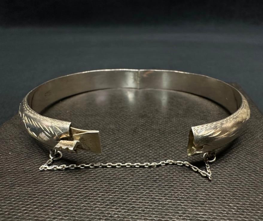 Sterling Silver Hinged Bangle Bracelet - 3